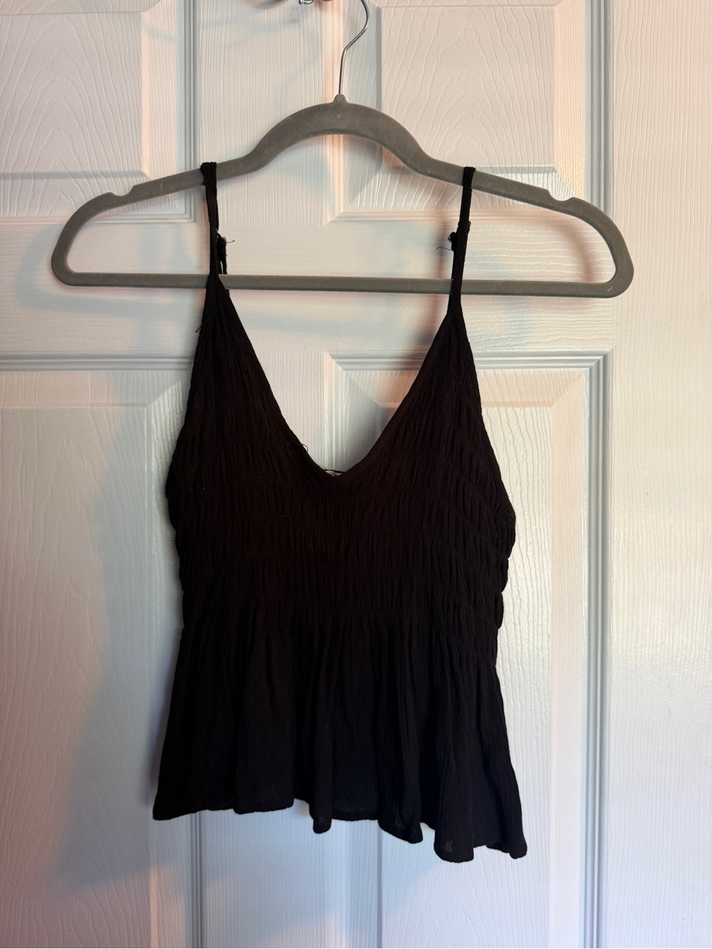 Ocean Drive Black Smocked V-Neck Tank with Flowy Hem